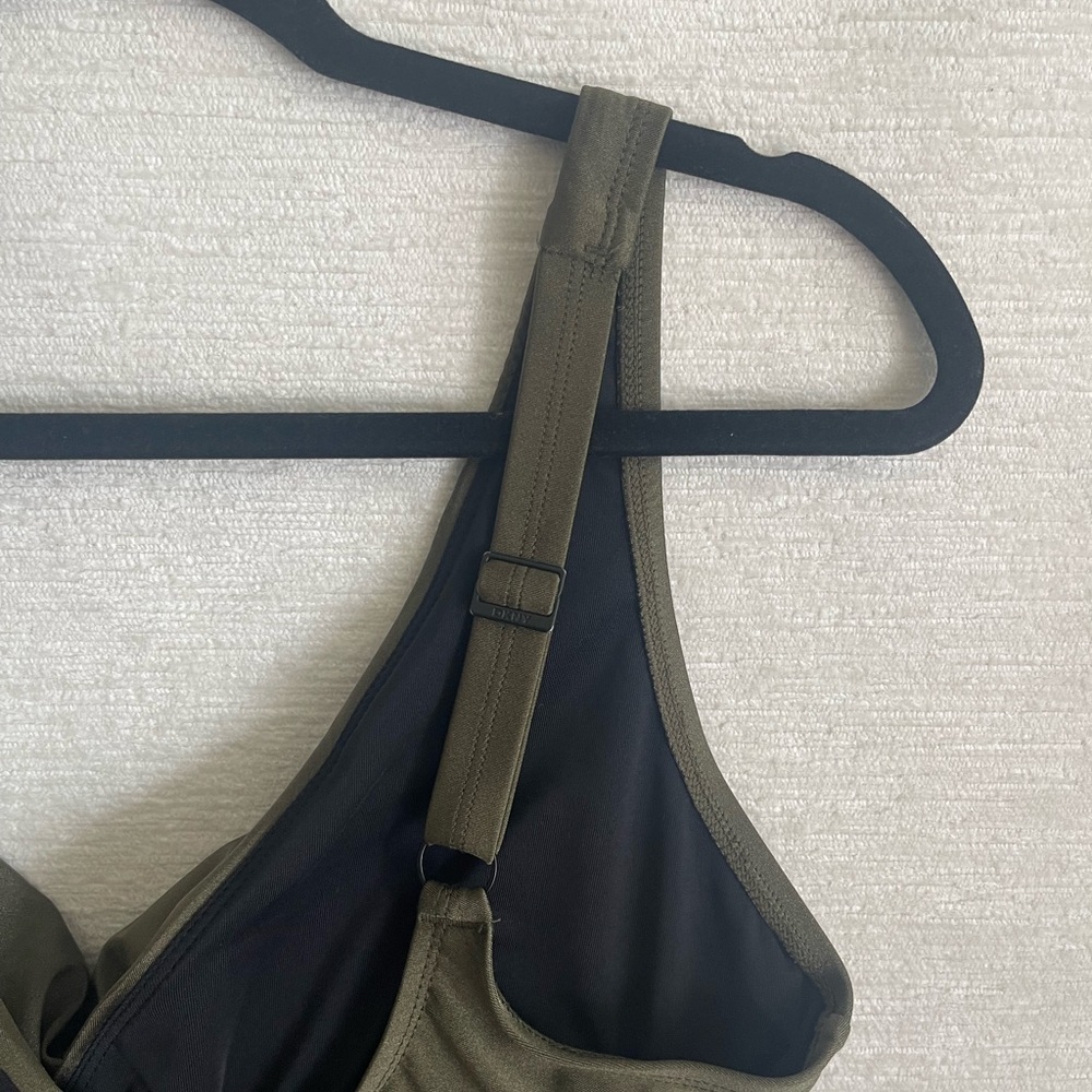 DKNY Olive Green Twist-Front One-Piece Swimsuit - Picture 6 of 10